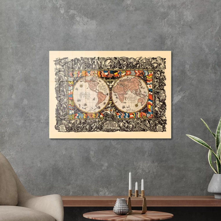 Decovetro Cam Tablo World Map Old Style 50x70 cm