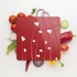 Decovetro Cam Kesme Tahtası Kare Kırmızı Beyaz Kalp Desenli 30x30 Cm