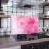 Decovetro Ocak Arkası Koruyucu Pembe Çiçek Desenli 76x50cm