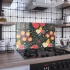Decovetro Ocak Arkası Koruyucu Yeşil Çiçek Desenli 60x40cm