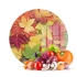 Decovetro Cam Kesme Tahtası Yuvarlak Sonbahar Yaprak Desenli 30x30 Cm