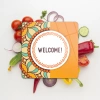 Decovetro Cam Kesme Tahtası Kare Welcome Desenli