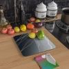 Decovetro Cam Kesme Tahtası Kare Black Çizgi Desenli 30x30 Cm