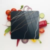 Decovetro Cam Kesme Tahtası Kare Black Çizgi Desenli 30x30 Cm