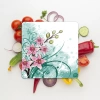 Decovetro Cam Kesme Tahtası Kare Eskitme Çiçek Desenli 30x30 Cm