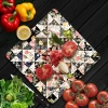 Decovetro Cam Kesme Tahtası Kare Karışık Çiçek Desenli 30x30 Cm