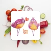 Decovetro Cam Kesme Tahtası Kare Love You Bird Desenli 30x30 Cm