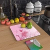 Decovetro Cam Kesme Tahtası Kare Pembe Kelebek Desenli