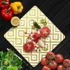 Decovetro Cam Kesme Tahtası Kare Gold Geometrik Desenli