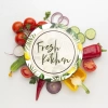 Decovetro Cam Kesme Tahtası Yuvarlak Fresh Kitchen Desenli