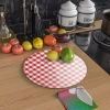 Decovetro Cam Kesme Tahtası Yuvarlak Kırmızı Beyaz Desenli 30x30 Cm