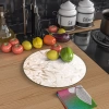 Decovetro Cam Kesme Tahtası Yuvarlak Kahve Sarmaşık Desenli 30x30 Cm