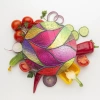 Decovetro Cam Kesme Tahtası Yuvarlak Vitray Desenli 30x30 Cm