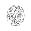 Decovetro Cam Kesme Tahtası Yuvarlak Karışık Beyaz Sebze Desenli