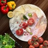 Decovetro Cam Kesme Tahtası Yuvarlak Karışık Mermer Desenli 30x30 Cm