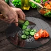 Decovetro Cam Kesme Tahtası Yuvarlak Black Kelebek Desenli 30x30 Cm