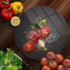 Decovetro Cam Kesme Tahtası Yuvarlak Black Kelebek Desenli 30x30 Cm