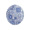 Decovetro Cam Kesme Tahtası Yuvarlak Mavi Çini Motif Desenli 30x30 Cm