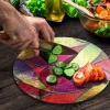 Decovetro Cam Kesme Tahtası Yuvarlak Vitray Desenli 30x30 Cm