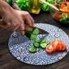 Decovetro Cam Kesme Tahtası Yuvarlak Nazar Boncuk Desenli 30x30 Cm