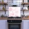 Decovetro Ocak Arkası Koruyucu Pembe Gül Desenli 60x52cm