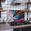 Decovetro Ocak Arkası Koruyucu Renkli Gonca Desenli 60x40cm