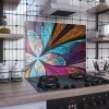 Decovetro Ocak Arkası Koruyucu Renkli Gonca Desenli 60x52cm