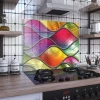 Decovetro Ocak Arkası Koruyucu Renkli Yaprak Desenli 2 60x52cm