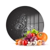 Decovetro Cam Kesme Tahtası Yuvarlak Black Kelebek Desenli 30x30 Cm