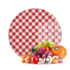 Decovetro Cam Kesme Tahtası Yuvarlak Kırmızı Beyaz Desenli 30x30 Cm