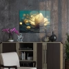 Decovetro Cam Tablo Gold Lily Desenli 70x100 cm