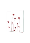 Decovetro Cam Kesme Tahtası Kare Beyaz Kırmızı Kalp Desenli 30x30 Cm