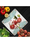 Decovetro Cam Kesme Tahtası ve Sunumluk Kare Bon Appetit Desenli 30x30 Cm