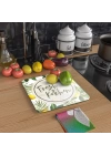 Decovetro Cam Kesme Tahtası ve Sunumluk Kare Fresh Kitchen Desenli 30x30 Cm