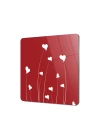 Decovetro Cam Kesme Tahtası ve Sunumluk Kare Kırmızı Beyaz Kalp Desenli 30x30 Cm