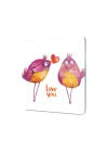 Decovetro Cam Kesme Tahtası ve Sunumluk Kare Love You Bird Desenli 30x30 Cm