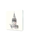 Decovetro Cam Kesme Tahtası ve Sunumluk Kare Galata Kulesi Desenli 30x30 Cm