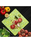 Decovetro Cam Kesme Tahtası ve Sunumluk Kare Misket Limon Desenli 30x30 Cm