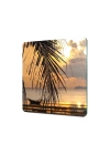 Decovetro Cam Kesme Tahtası ve Sunumluk Kare Sunset Sahil Desenli 30x30 Cm