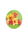Decovetro Cam Kesme Tahtası ve Sunumluk Yuvarlak Renkli Çiçek Desenli 30x30 Cm