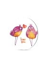Decovetro Cam Kesme Tahtası ve Sunumluk Yuvarlak Love Birds Desenli 30x30 Cm