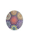 Decovetro Cam Kesme Tahtası ve Sunumluk Yuvarlak Altıgen Mandala Desenli 30x30 Cm