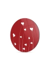 Decovetro Cam Kesme Tahtası ve Sunumluk Yuvarlak Kırmızı Beyaz Kalp Desenli 30x30 Cm