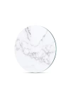 Decovetro Cam Kesme Tahtası ve Sunumluk Yuvarlak Beyaz Mermer Desenli 30x30 cm