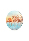 Decovetro Cam Kesme Tahtası ve Sunumluk Yuvarlak Flamingo Desenli 30x30 Cm