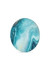 Decovetro Cam Kesme Tahtası ve Sunumluk Yuvarlak Mavi Mermer Desenli 30x30 Cm