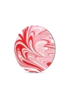 Decovetro Cam Kesme Tahtası ve Sunumluk Yuvarlak Kırmızı Dalga Desenli 30x30 Cm