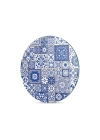 Decovetro Cam Kesme Tahtası ve Sunumluk Yuvarlak Mavi Çini Motif Desenli 30x30 Cm