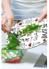 Decovetro Cam Kesme Tahtası ve Sunumluk Yuvarlak Love Serisi Yazı Desenli 30 x 30 cm