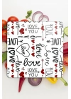 Decovetro Cam Kesme Tahtası ve Sunumluk Kare Love Serisi Yazı Desenli 30 x 30 cm